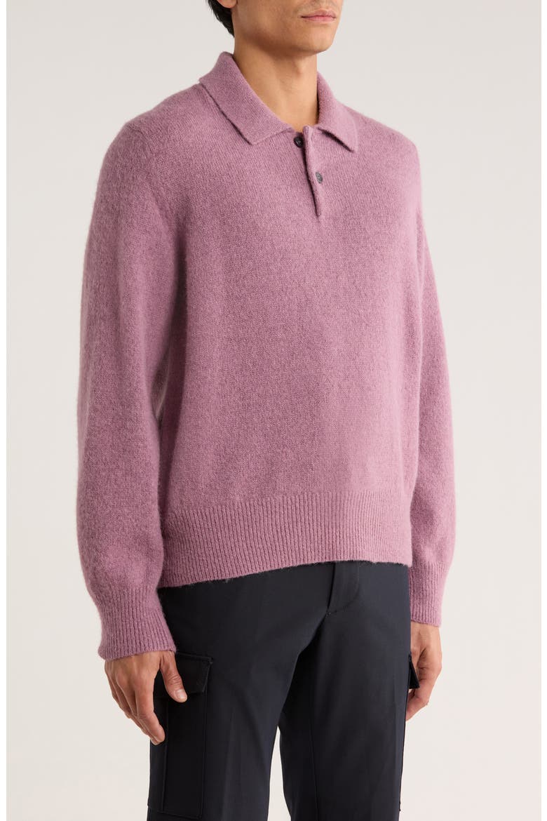 Brushed Baby Alpaca Blend Polo Sweater, Alternate, color, PLUM
