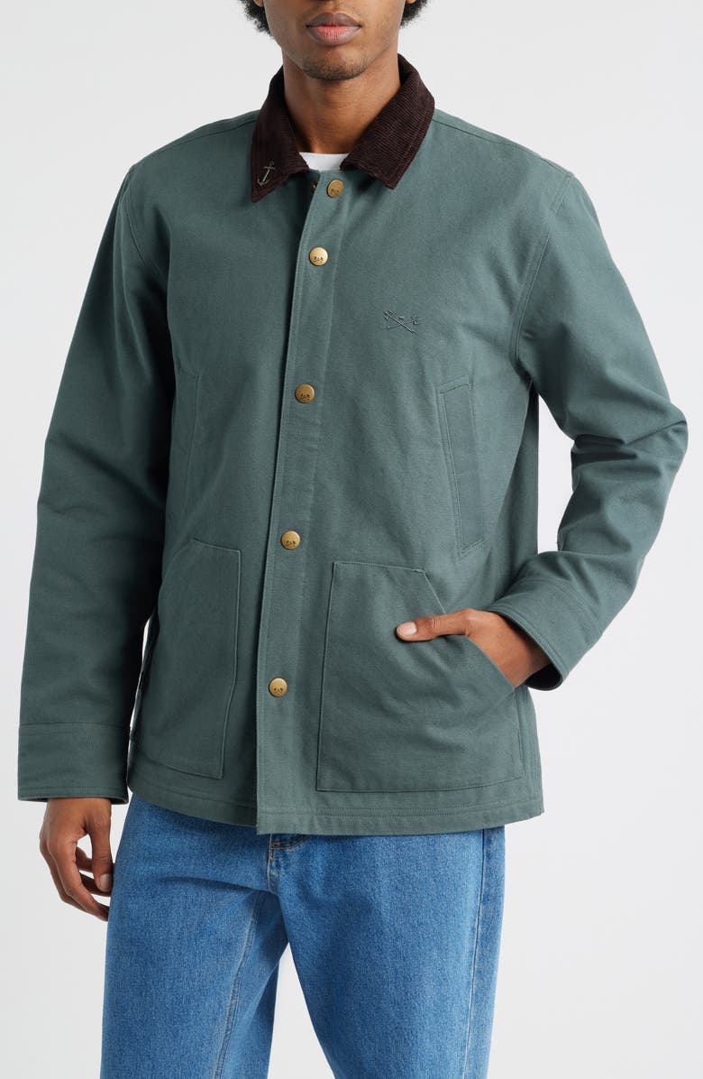 DARK SEAS Wrightwood Lined Cotton Canvas Barn Coat, Alternate, color, Green