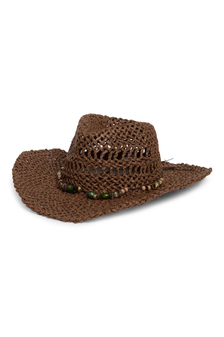 Lei Beaded Western Hat, Main, color, CHOCOLATE