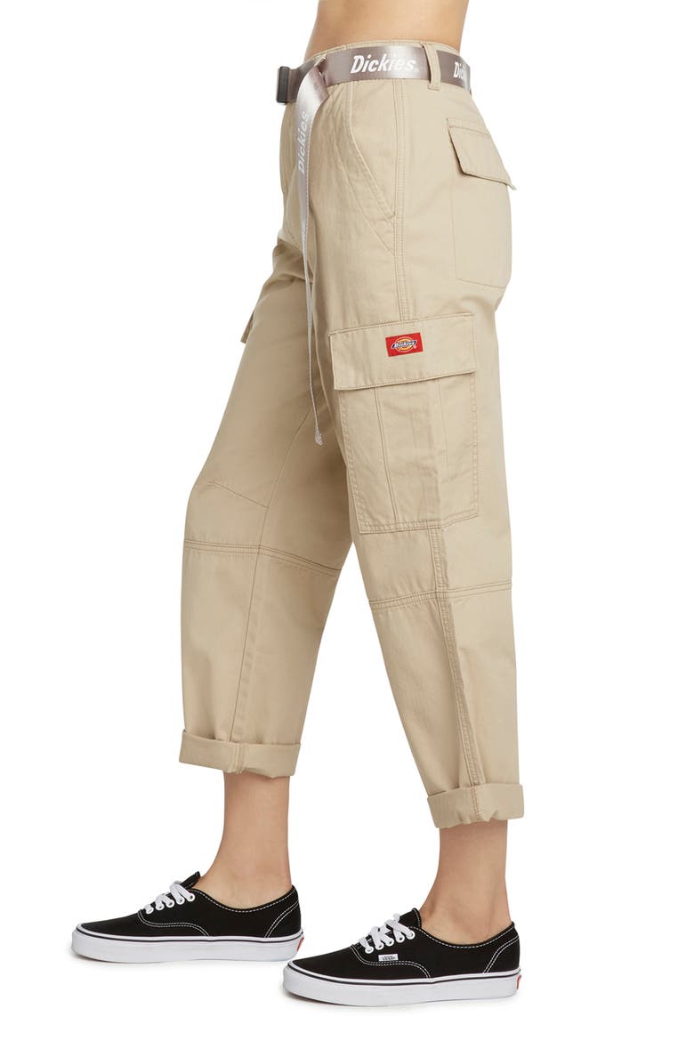 Belted Crop Utility Cargo Pants, Alternate, color, KHAKI