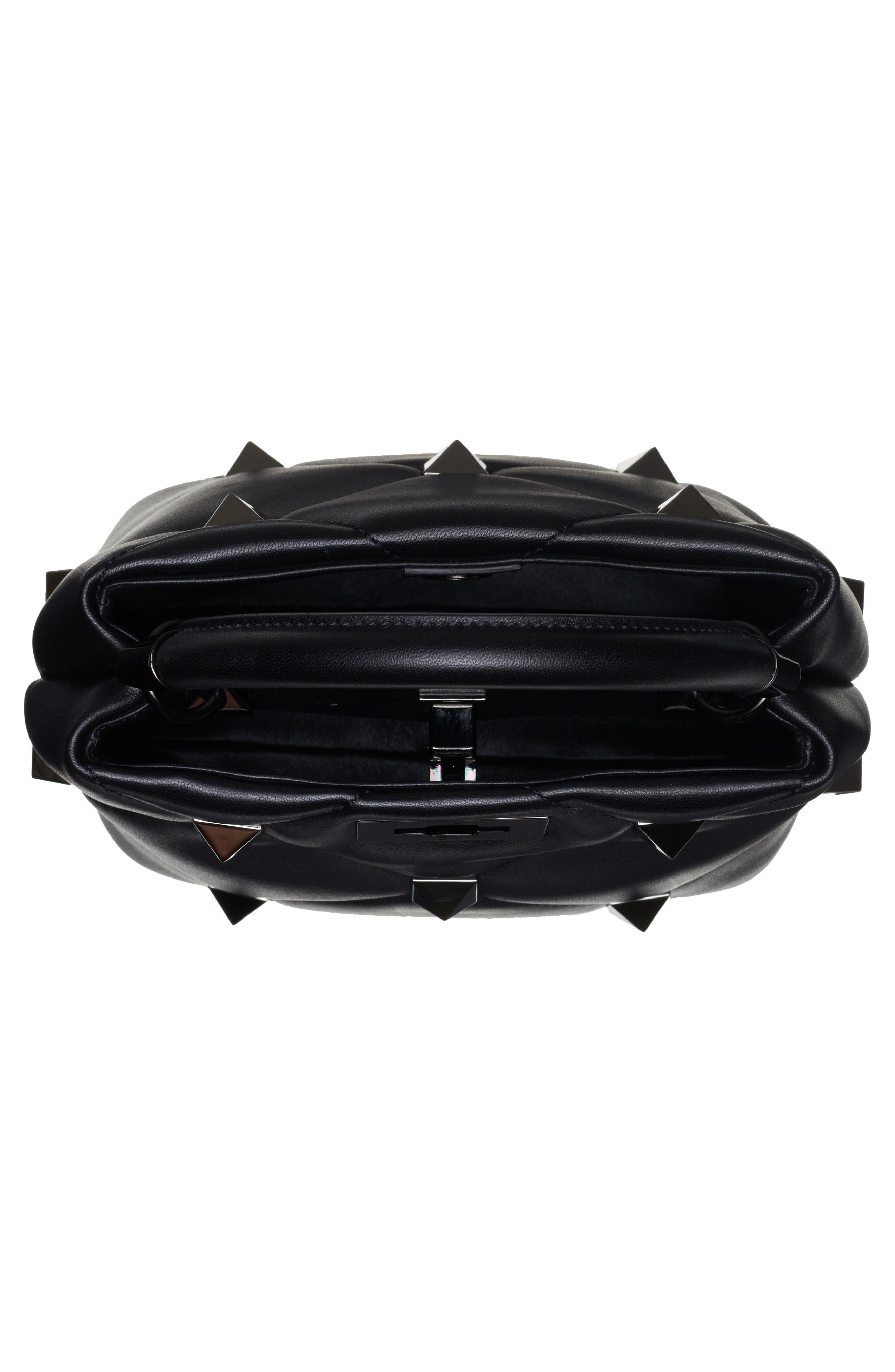 Valentino Garavani Small Roman Stud Quilted Leather Top Handle Bag, Alternate, color, 