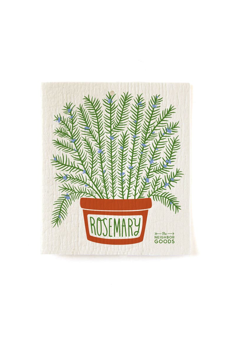 Rosemary Dish Towel + Sponge Cloth Gift Set, Alternate, color, Green