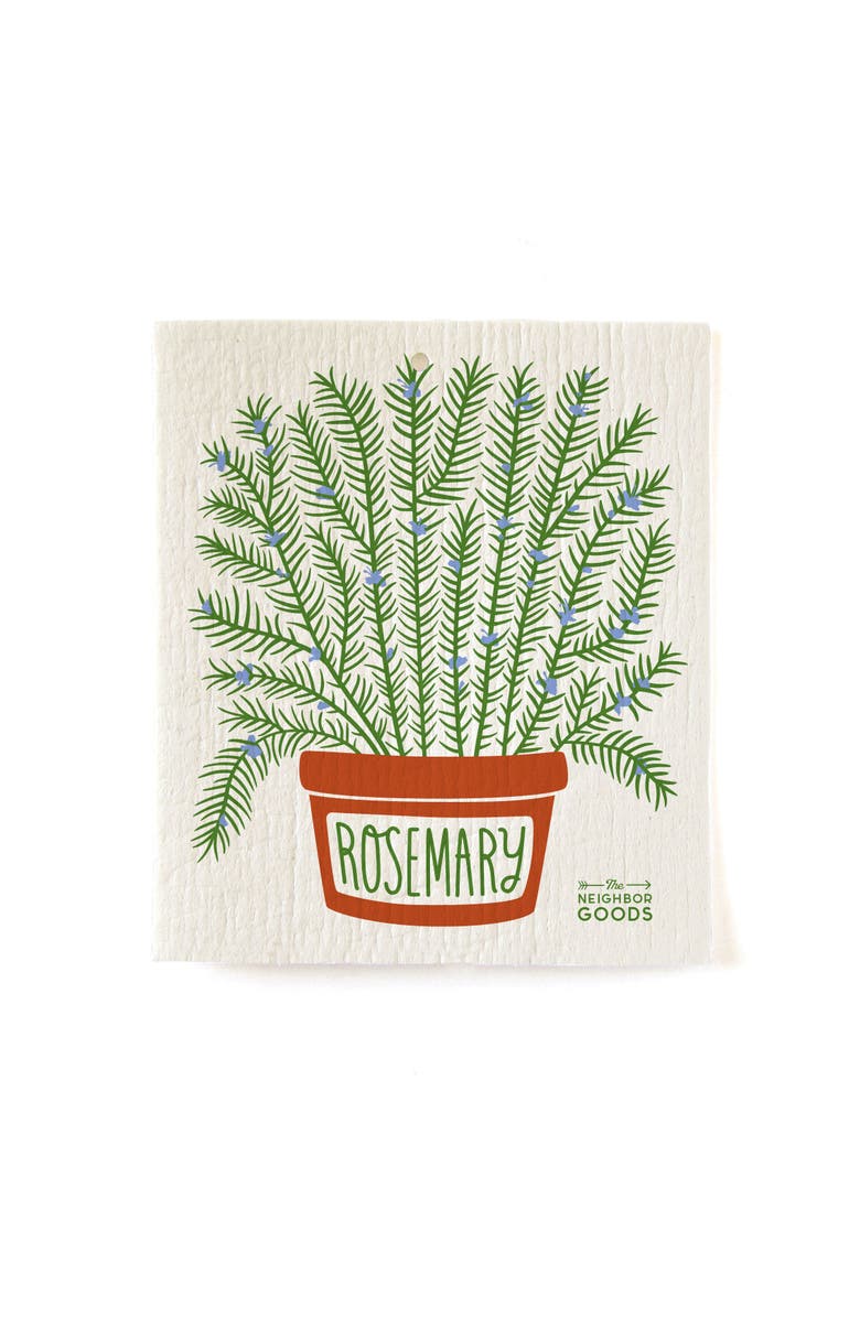 The Neighborgoods Rosemary Dish Towel + Sponge Cloth Gift Set, Alternate, color, Green