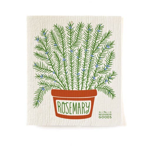 The Neighborgoods Rosemary Dish Towel + Sponge Cloth Gift Set In Multi