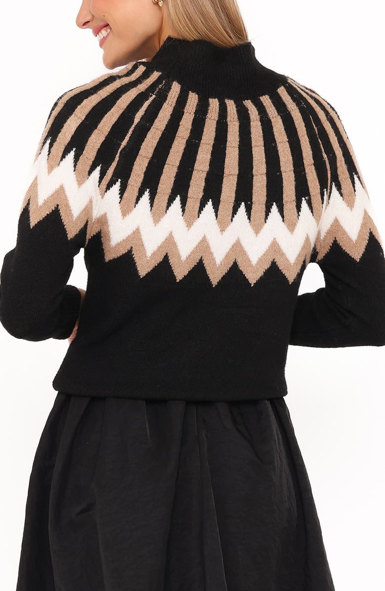 Petal & Pup Donner Fair Isle Mock Neck Sweater, Alternate, color, Black