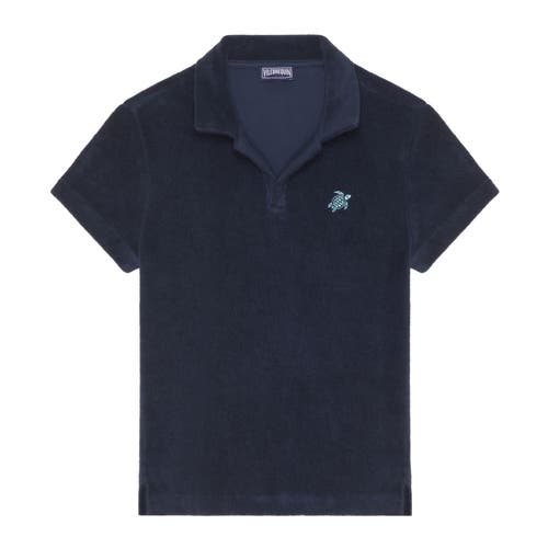 Vilebrequin Kids' Embroidered Turtle Terry Polo in Navy at Nordstrom, Size 10