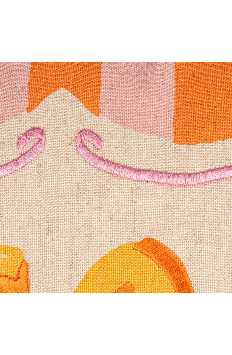 Storied Home "Ciao Bella" Cotton and Linen Printed Pillow, Multicolor, Alternate, color, Pink