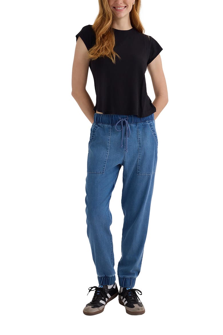 Denim Pocket Joggers, Alternate, color, INDIGO SPRAY WASH