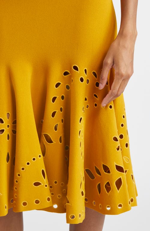 Ulla Johnson Fiorella Eyelet Detail Knit Skirt In Yellow