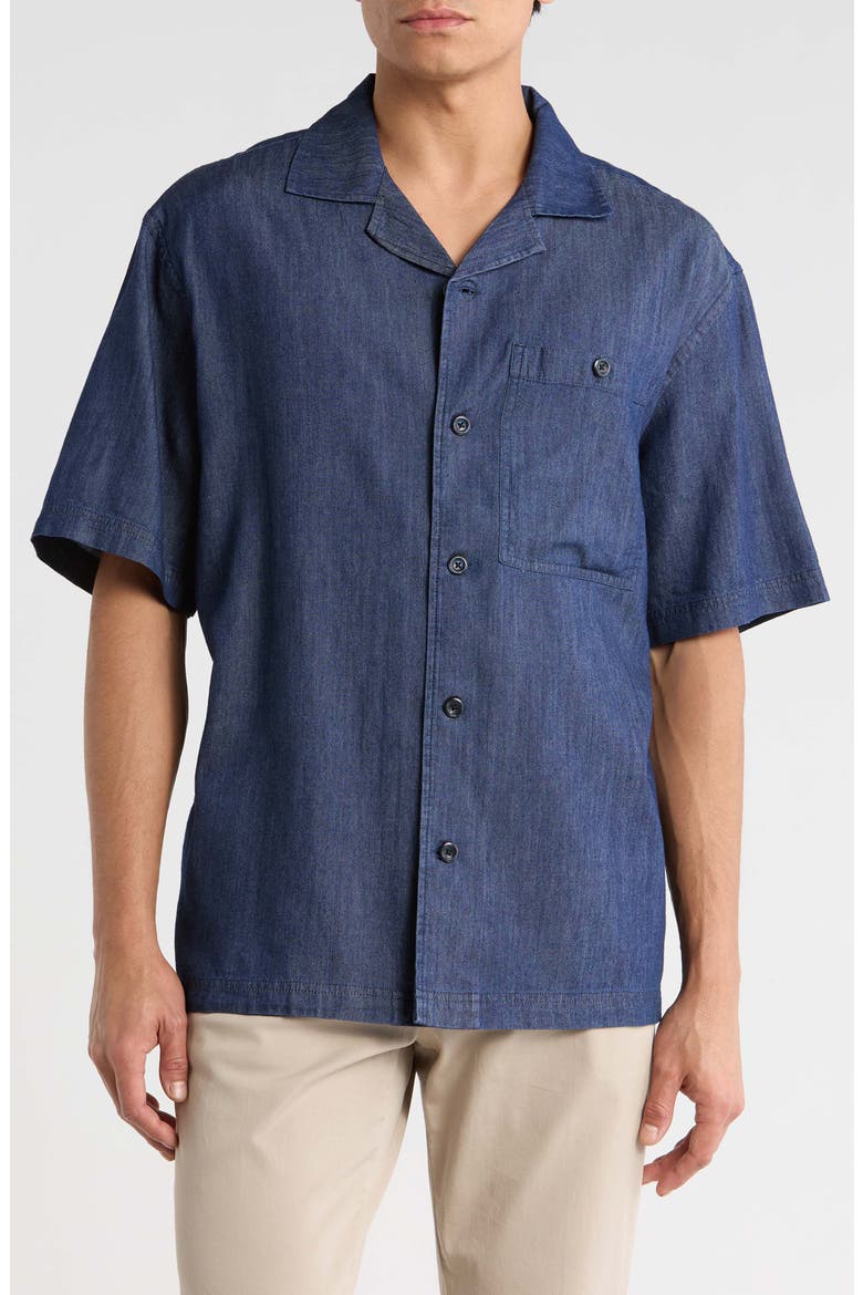 Chambray Camp Shirt, Main, color, NAVY