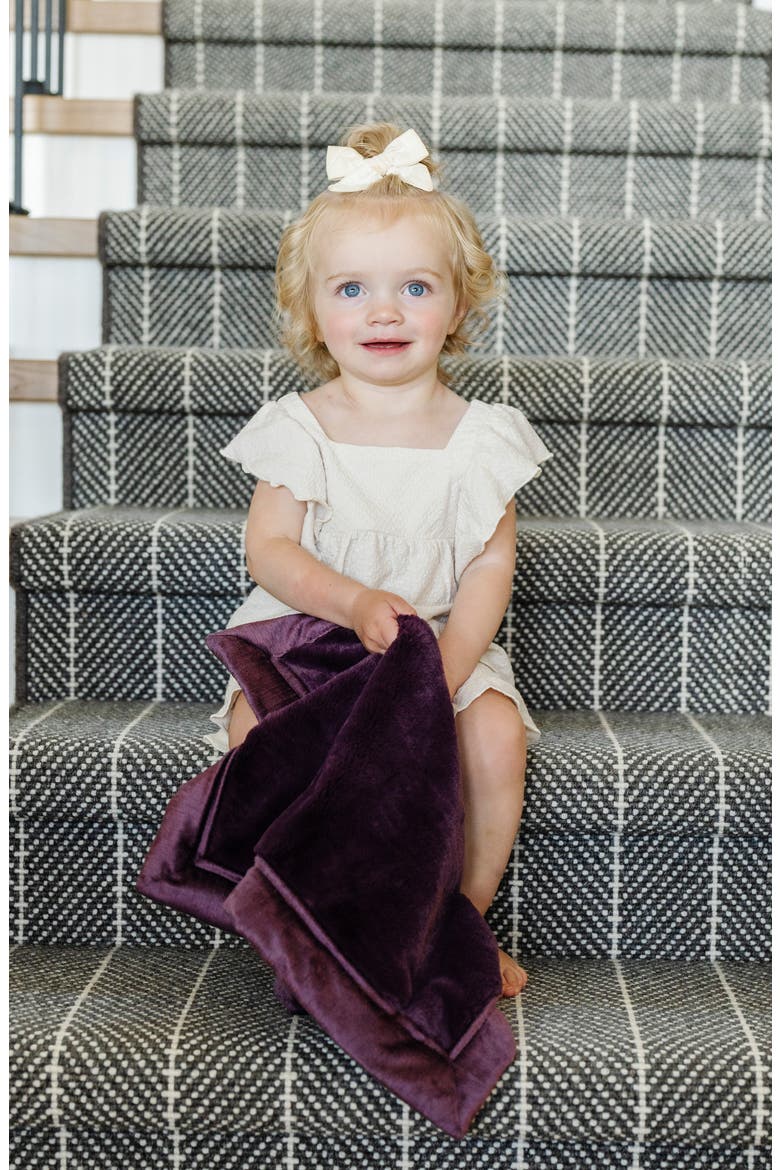 Lush Mini Faux Fur Receiving Blanket, Alternate, color, AUBERGINE