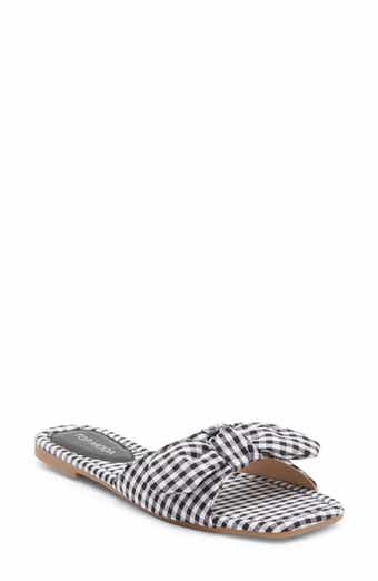 TOP MODA Penny Gingham Bow Slide Sandal