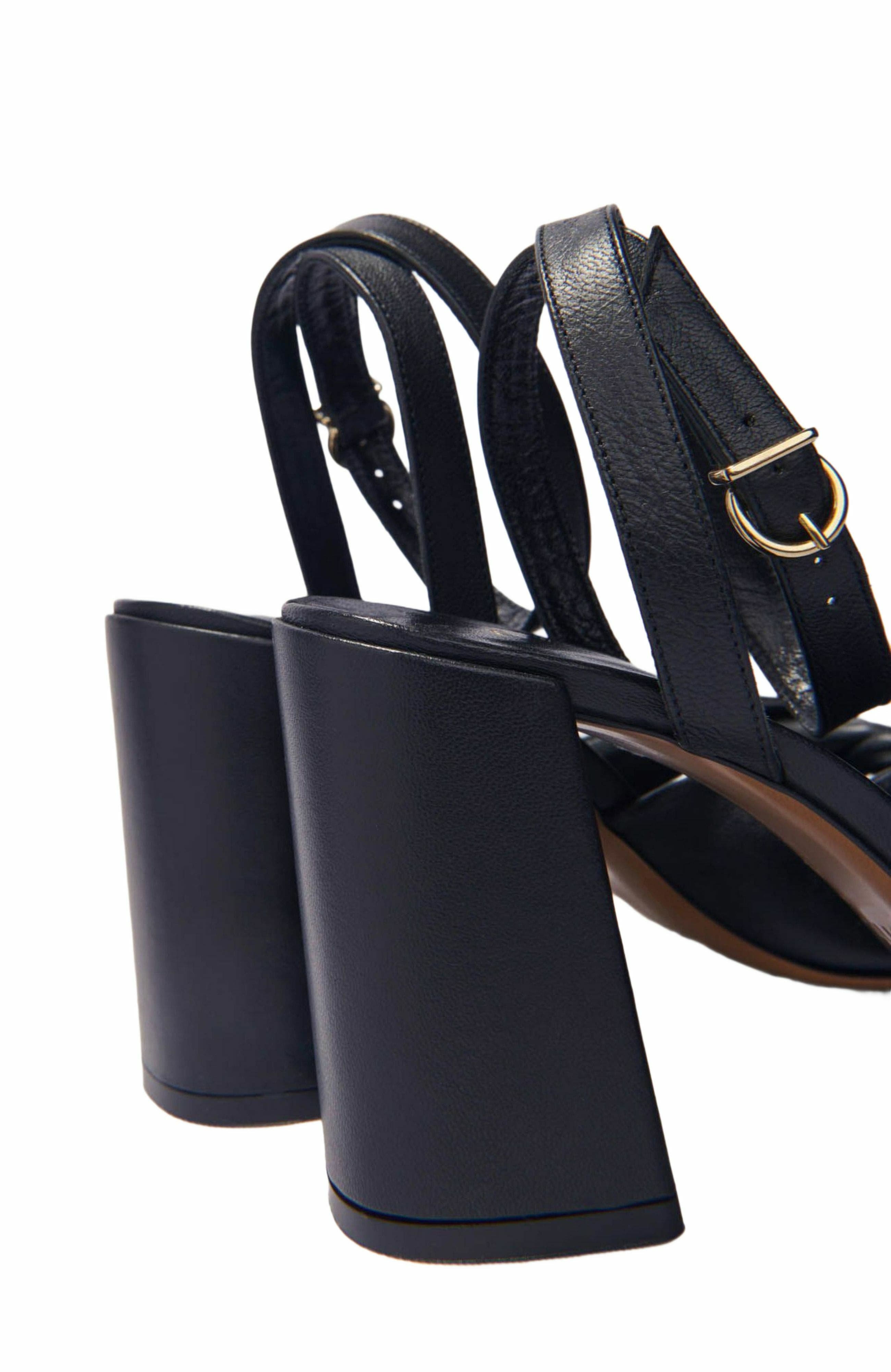 maje Plain leather sandals with heels, Alternate, color, 