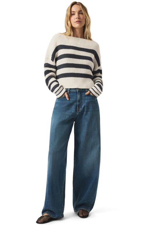 Splendid Olivia Stripe Crop Cotton Sweater In Lead Stripe