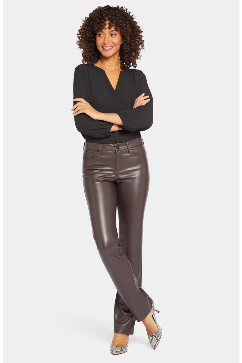 Marilyn Faux Leather Straight Leg Pants, Alternate, color, CORDOVAN