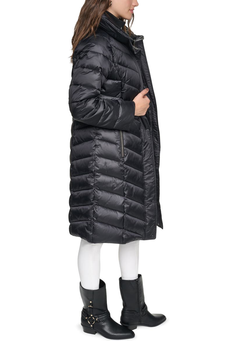 Clements Chevron Quilted Puffer Coat, Alternate, color, BLACK