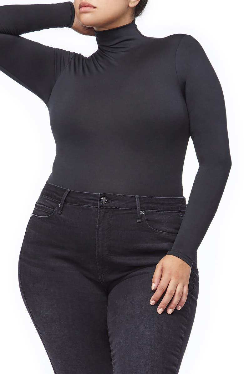 Good American Funnel Neck Bodysuit, Alternate, color, 
