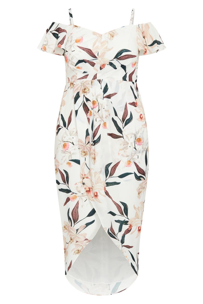 Orchid Cold Shoulder Tulip Hem Dress, Alternate, color, SWEET ORCHID