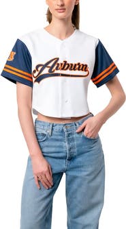 Established & Co. Women's Established & Co. White Auburn Tigers Baseball Jersey Cropped T-Shirt