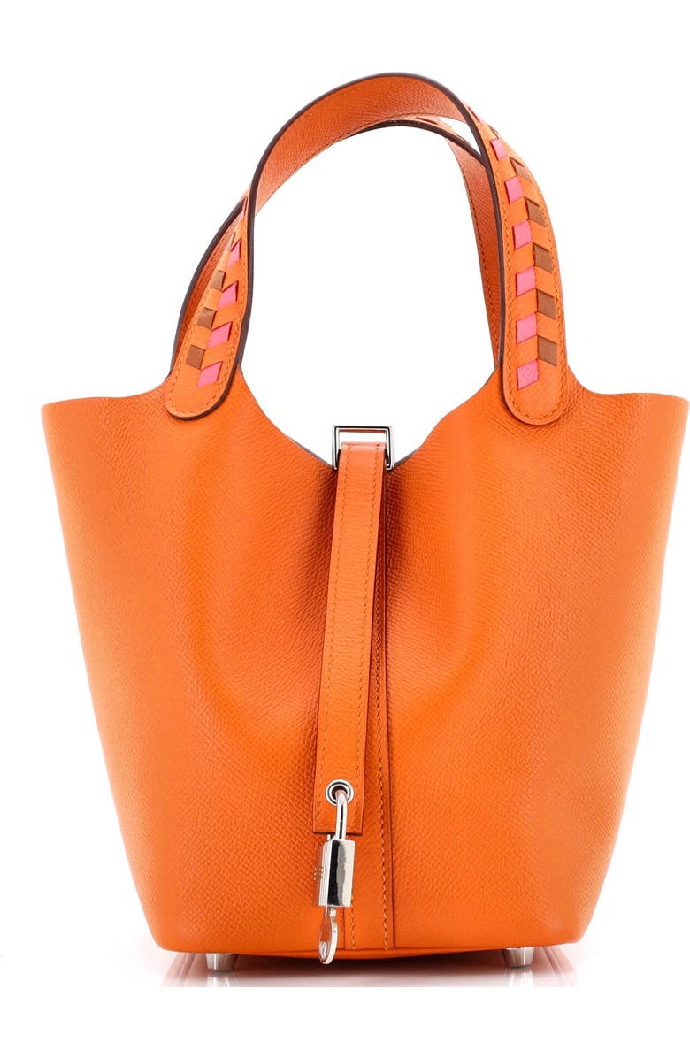 Pre-Owned Hermes Picotin Lock Bag Tressage Epsom PM, Main, color, Abricot/Rose Azalee/Gold