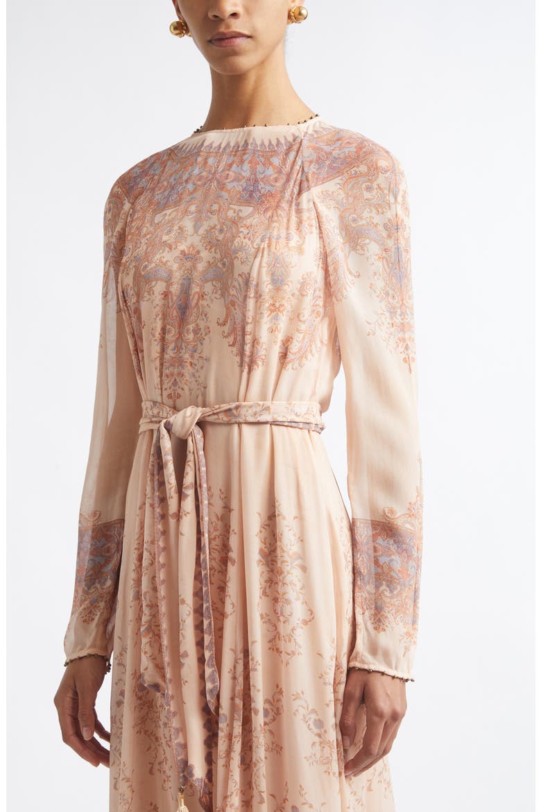 Valiant Print Long Sleeve Maxi Dress, Alternate, color, PEACH PAISLEY