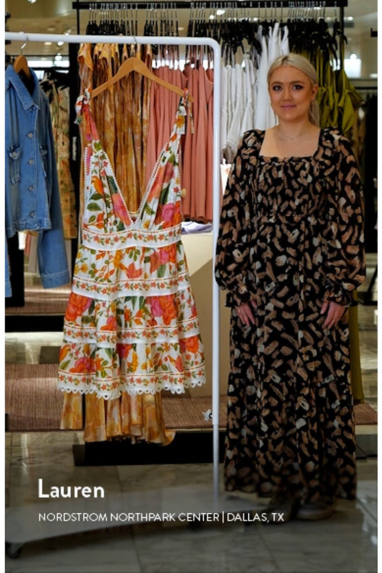 Macaw Bloom Plunge Neck Cotton Tiered Sundress video
