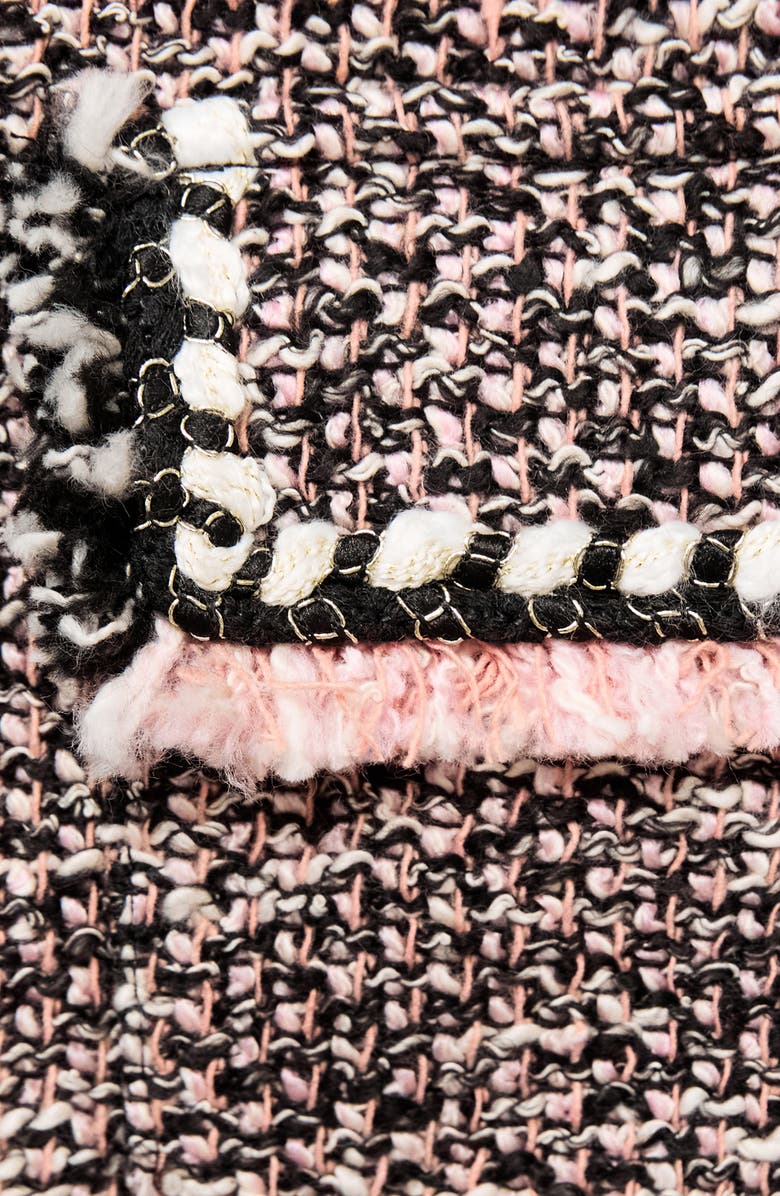 MANGO Button Front Tweed Jacket, Alternate, color, Black