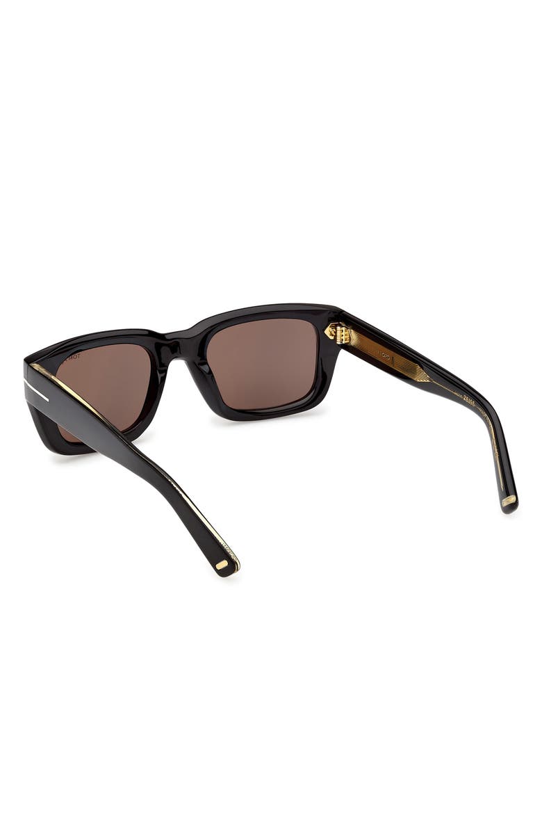 TOM FORD 52mm Rectangular Sunglasses, Alternate, color, Shiny Black / Smoke Lens