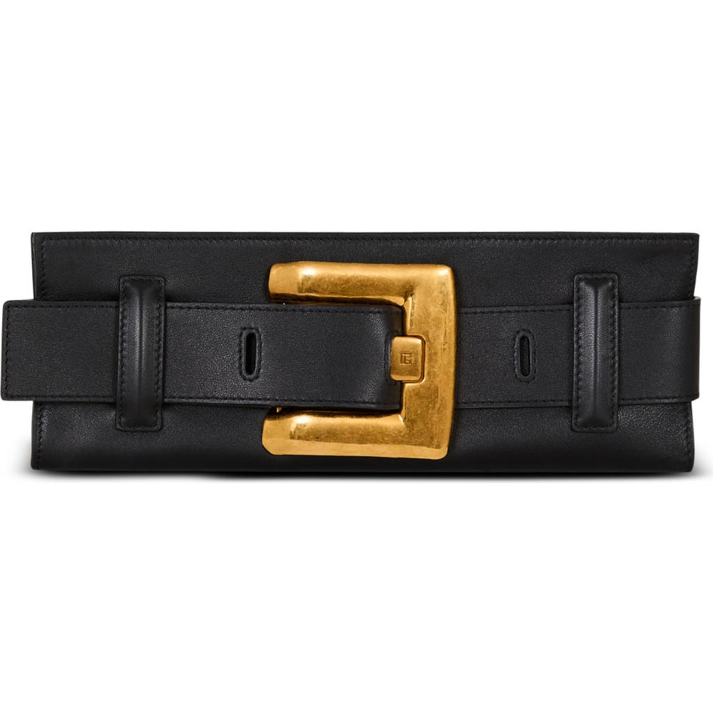 Balmain Anthem Calfskin Leather Clutch In Black