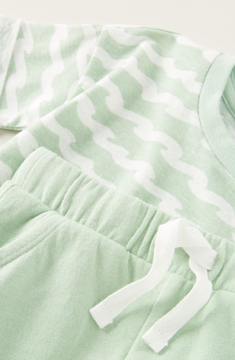 Tucker + Tate Patterned T-Shirt & Drawstring Shorts Set, Alternate, color, Green Jade Wave- Green