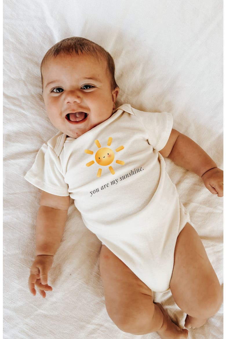 You Are My Sunshine Organic Cotton Baby Bodysuit, Alternate, color, Natural