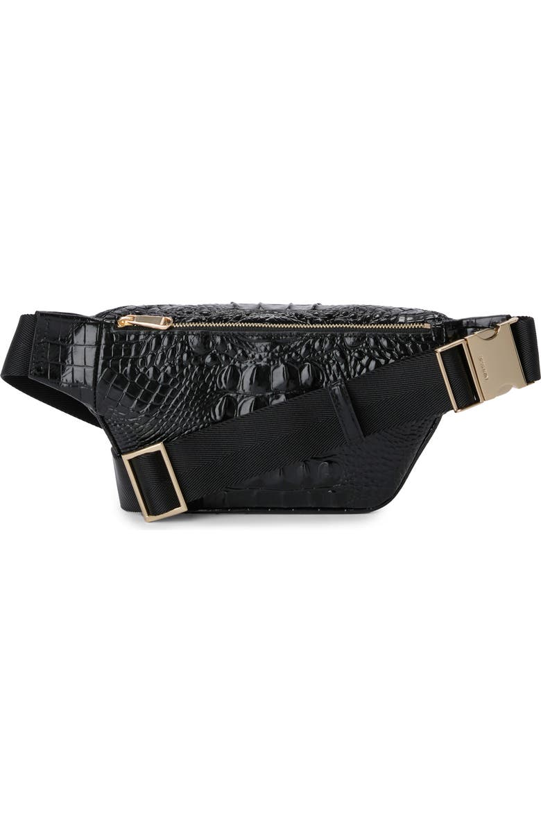 Brahmin Hollis Croc Embossed Leather Sling Bag, Alternate, color,