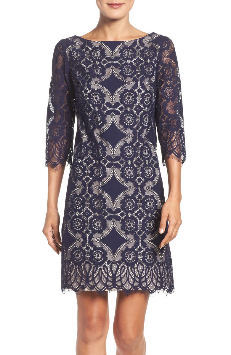 Eliza J Lace A-Line Dress, Main, color, 