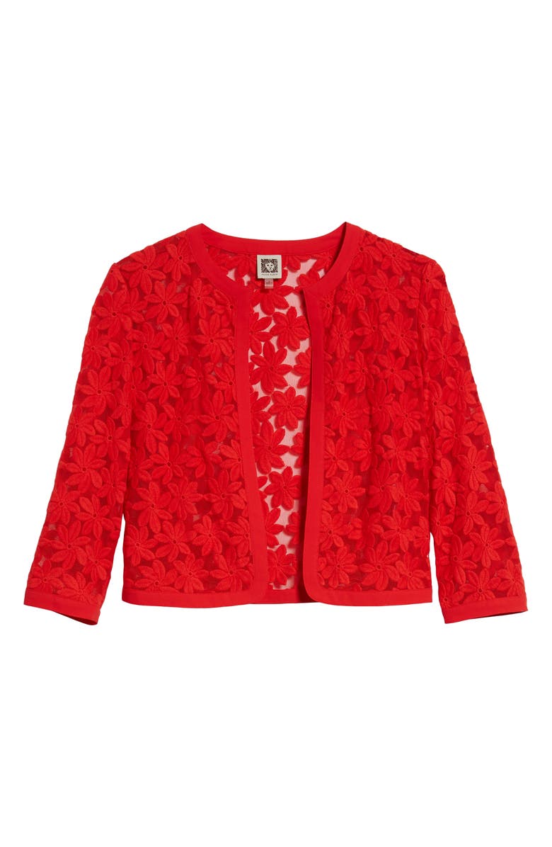 ZDNU ANNE KLEIN NEW YORK Anne Klein Floral Embroidered Mesh Cardigan, Alternate, color, 