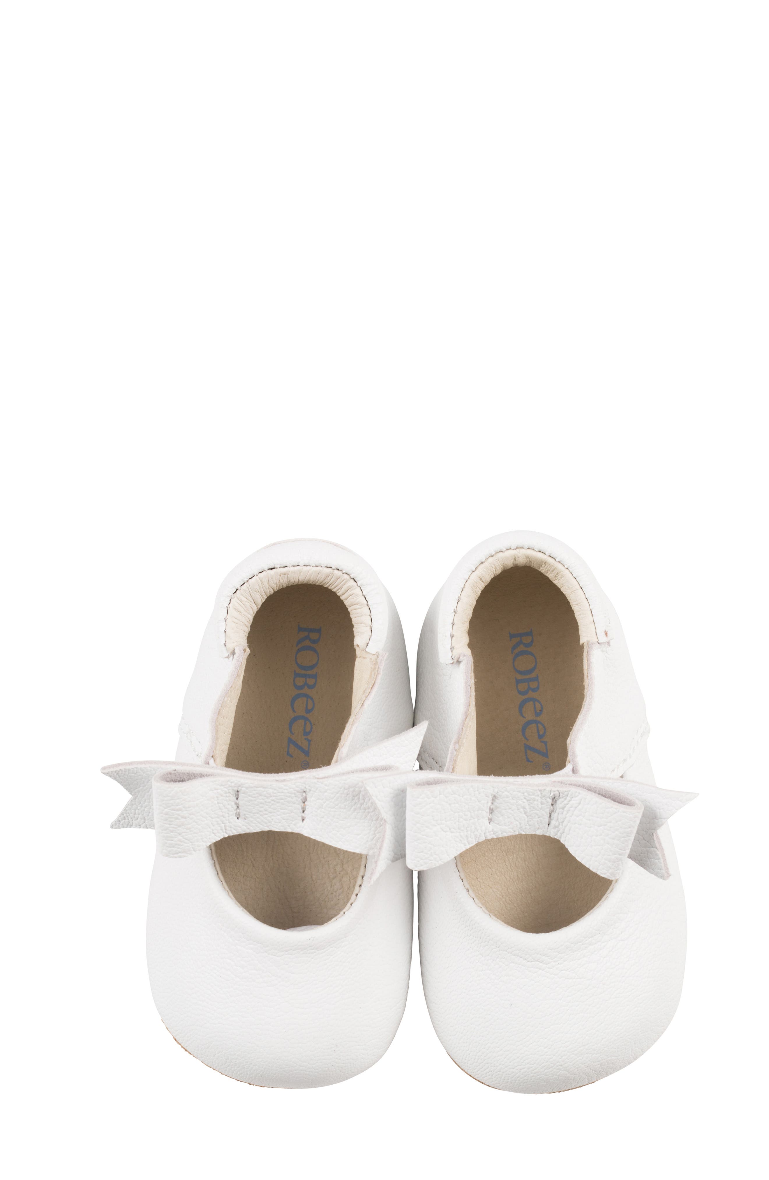 Robeez<sup>®</sup> Sofia Bow Mary Jane Crib Shoe, Alternate, color, White