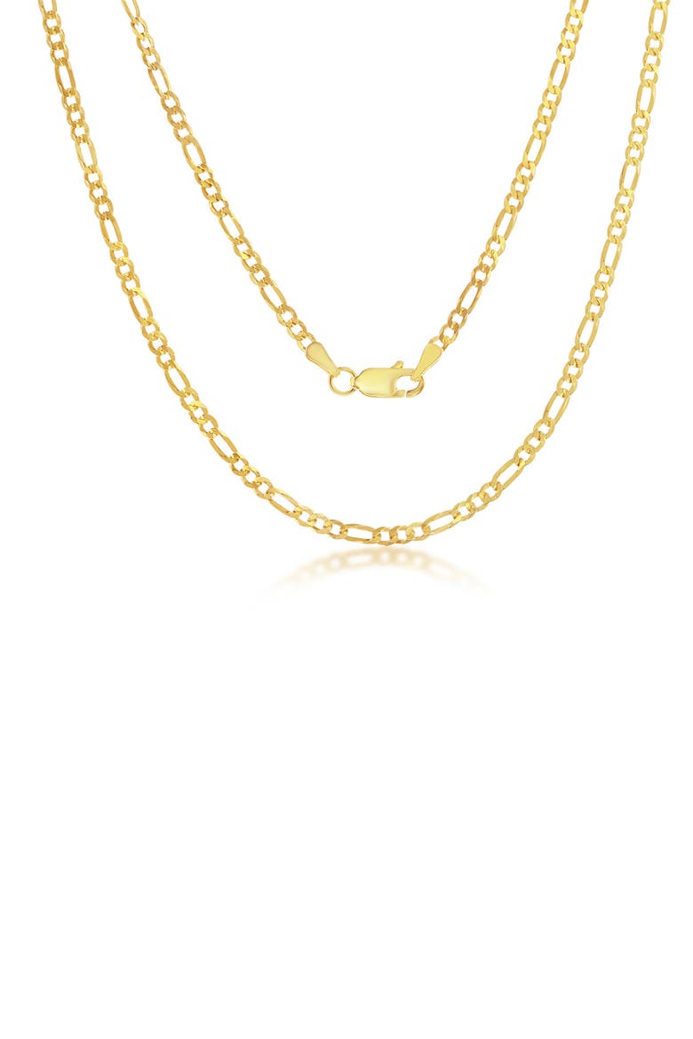 Gold Plated Sterling Silver Figaro Chain Necklace, Main, color, GOLD
