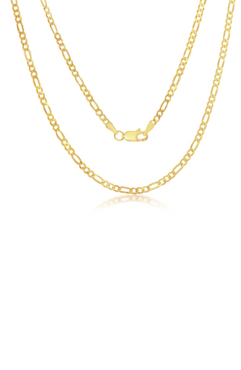 SIMONA Goldtone Plated 2.8mm Figaro Chain Necklace, Main, color, Gold