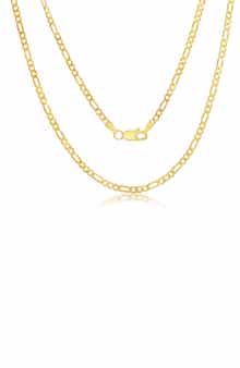 SIMONA Goldtone Plated 2.8mm Figaro Chain Necklace