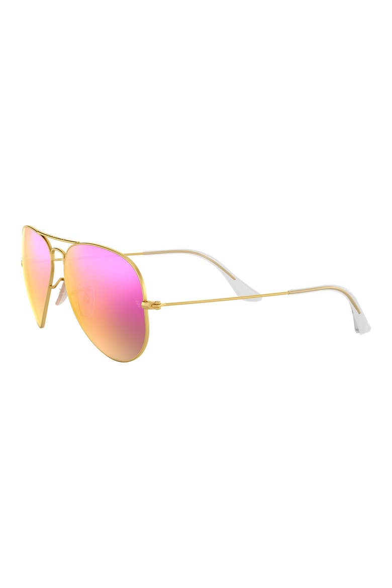 Standard Icons 58mm Mirrored Polarized Aviator Sunglasses, Alternate, color, GOLD/ PINK MIRROR