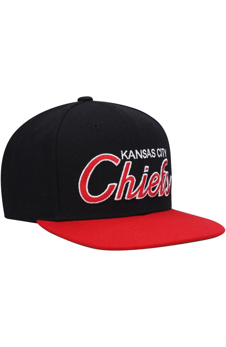 Mitchell & Ness Youth Mitchell & Ness Black/Red Kansas City Chiefs Team Script Snapback Hat, Alternate, color, Black