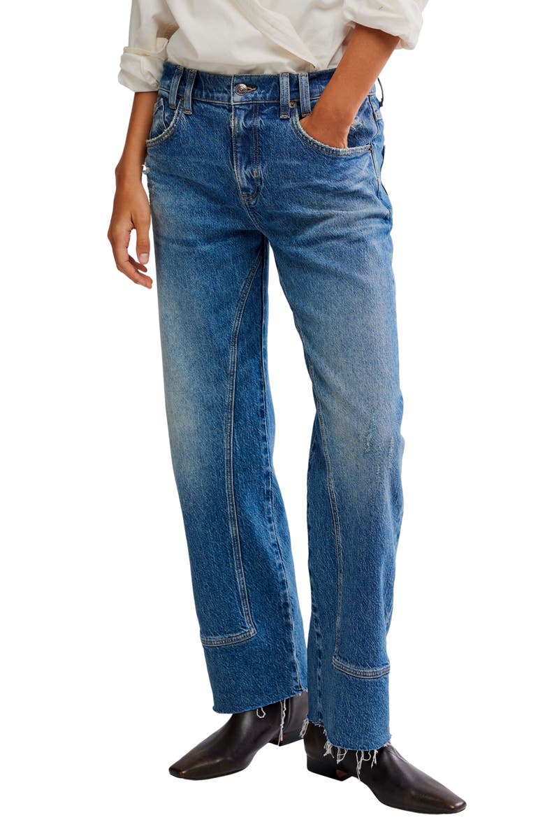 Free People We the Free Risk Taker Raw Hem Straight Leg Jeans, Main, color, Chance