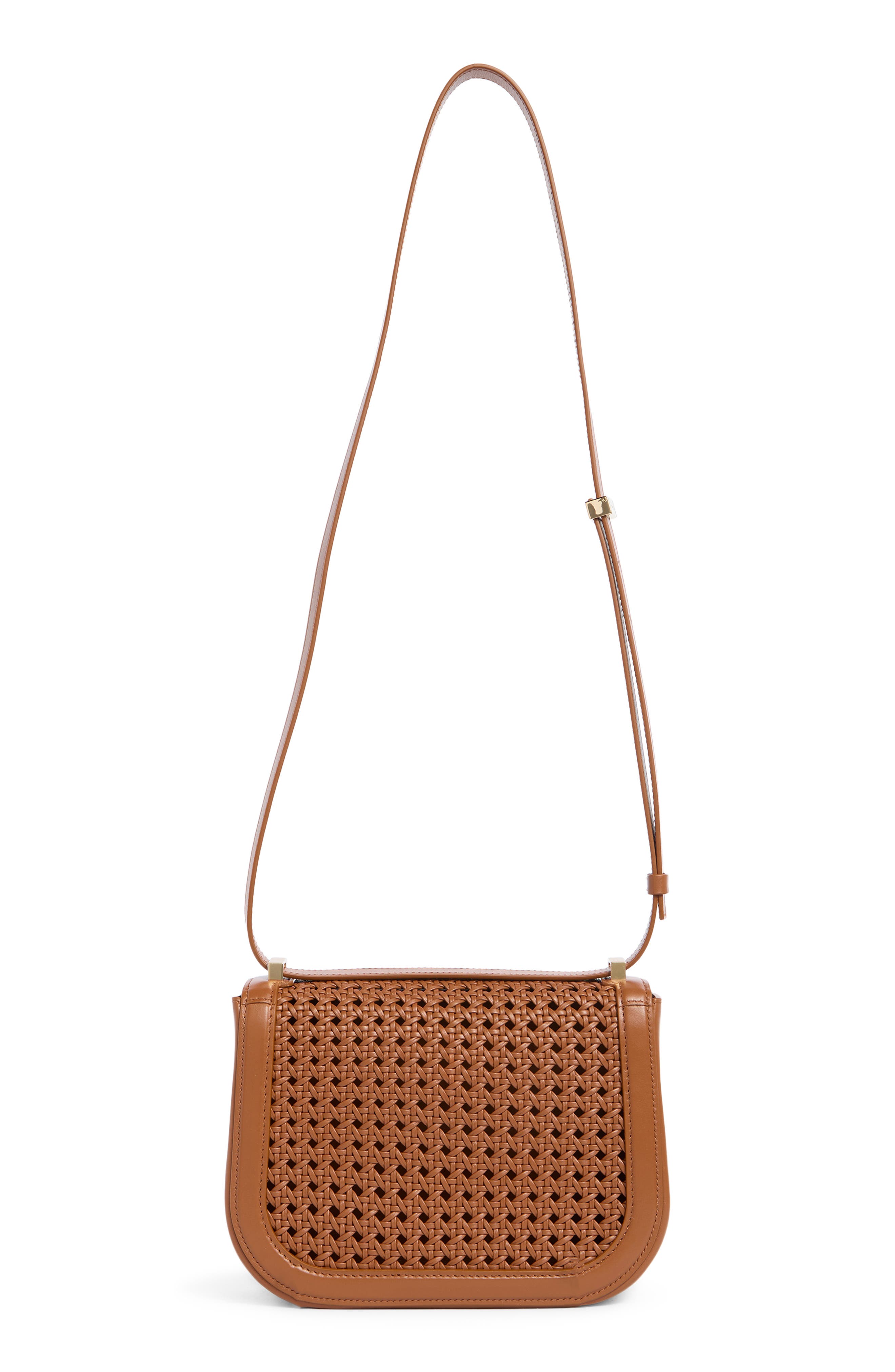 Double Gancini Woven Leather Crossbody Bag, Alternate, color, NATURALE RUST