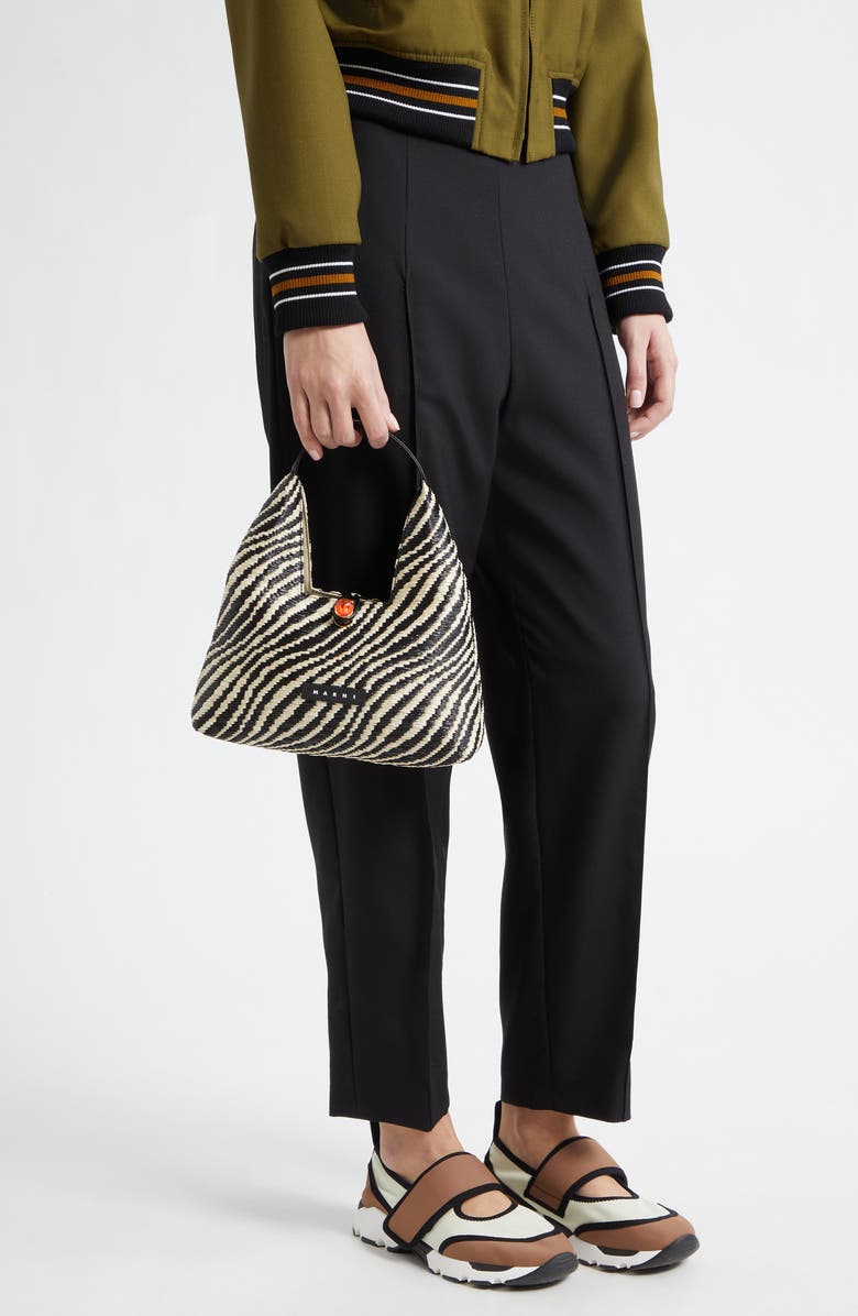 Marni Mini Stripe Top Handle Bag, Alternate, color, 00N99 Black