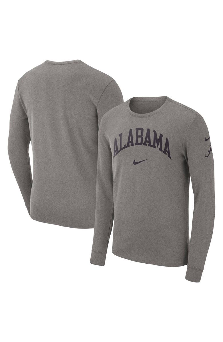 Nike Men's Nike Heather Gray Alabama Crimson Tide Arch 2-Hit Long Sleeve T-Shirt, Main, color, 