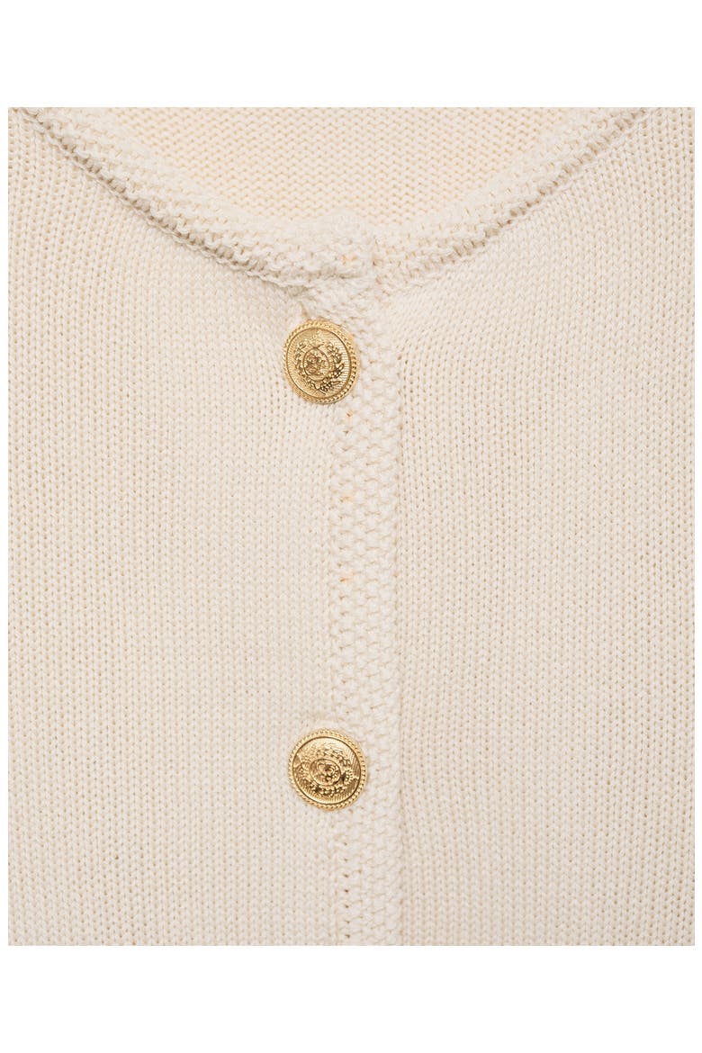 Crest Button Cardigan, Alternate, color, ECRU