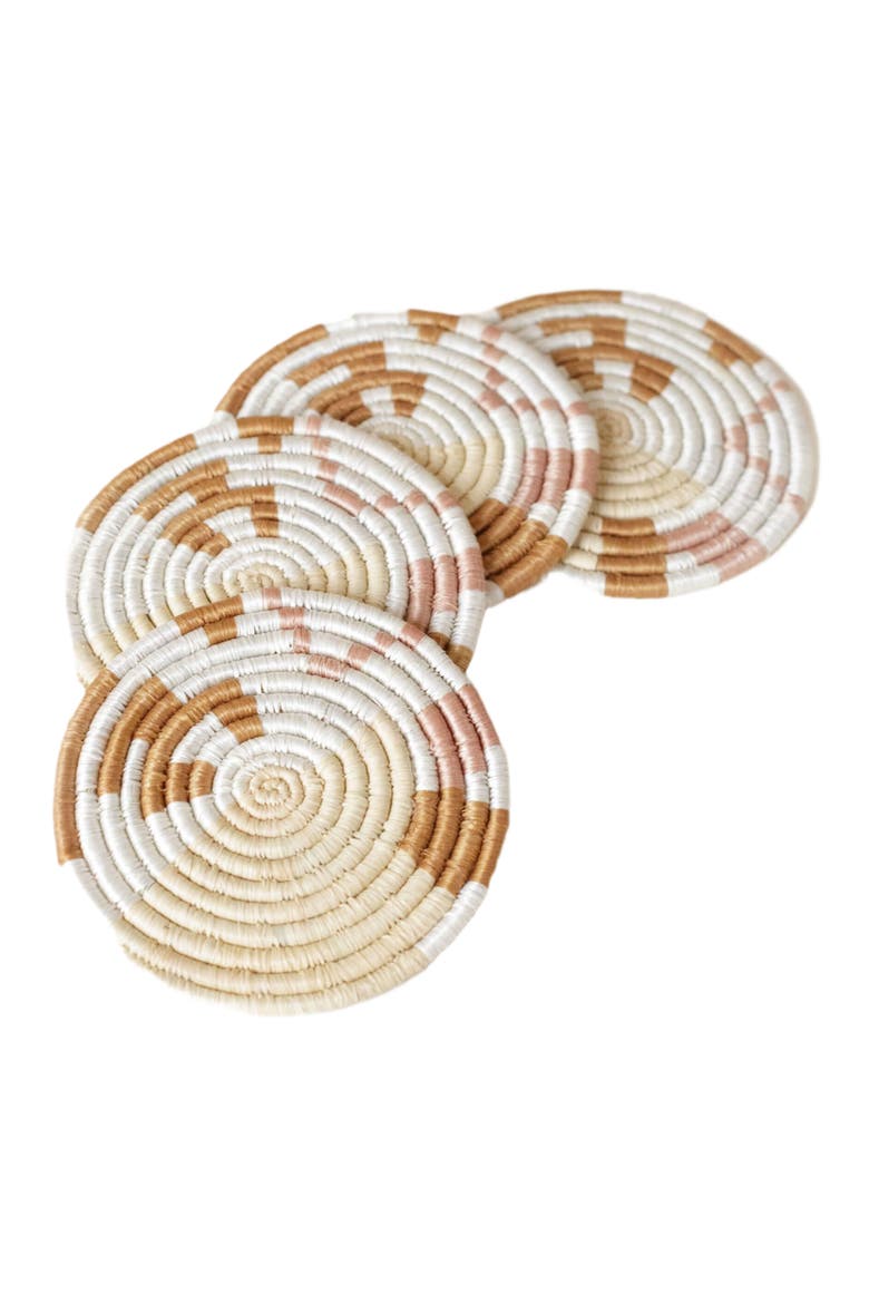 Mixed Abstract Form Set of 4 Coasters, Main, color, White Mixed