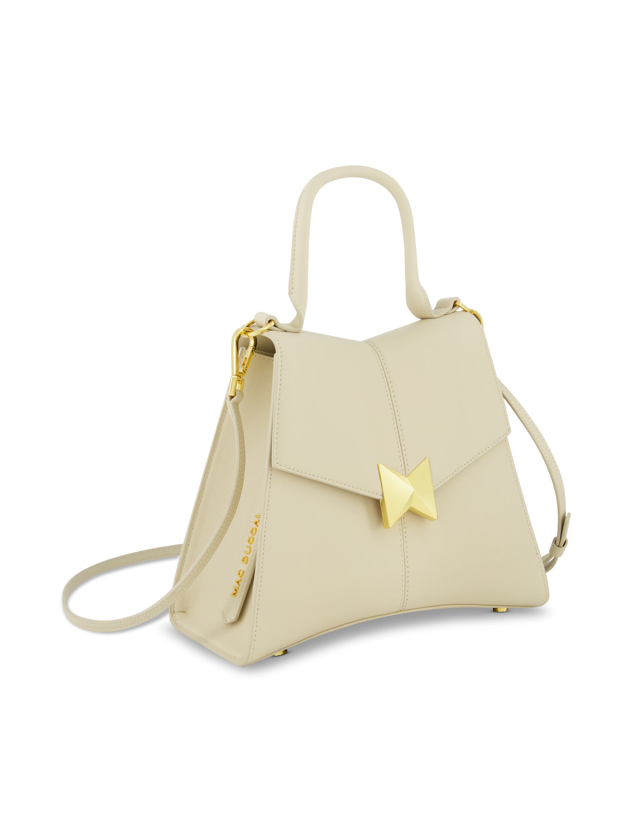 Gold Plated Hardware Angular Leather Handbag, Alternate, color, Ecru