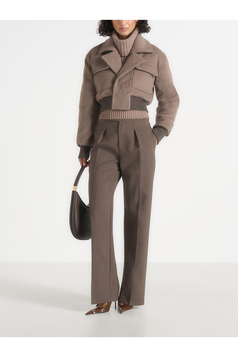 Cosette Wool Lapel Bomber Jacket, Alternate, color, Taupe
