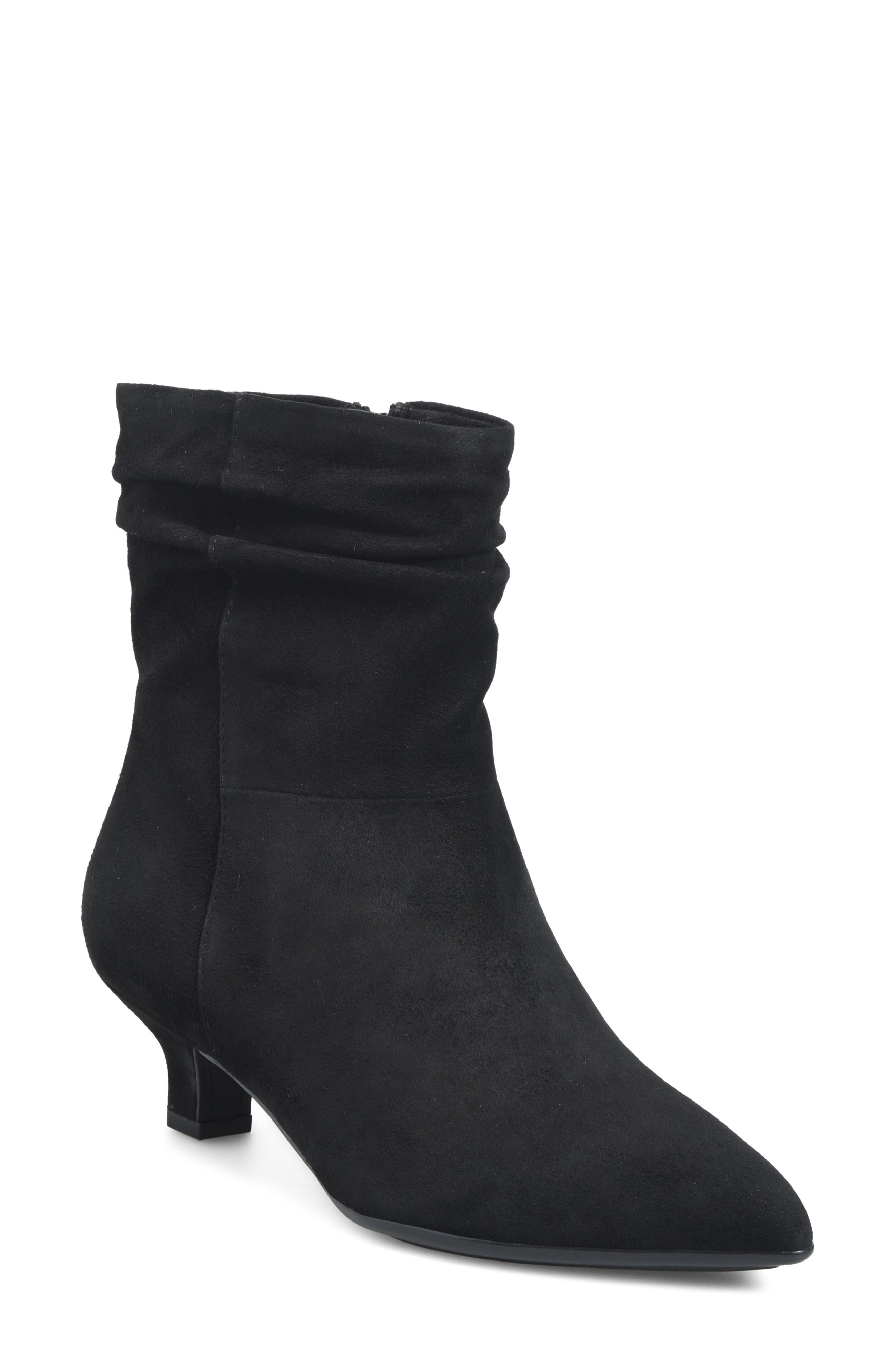 Suzan Leather Bootie, Main, color, BLACK SUEDE