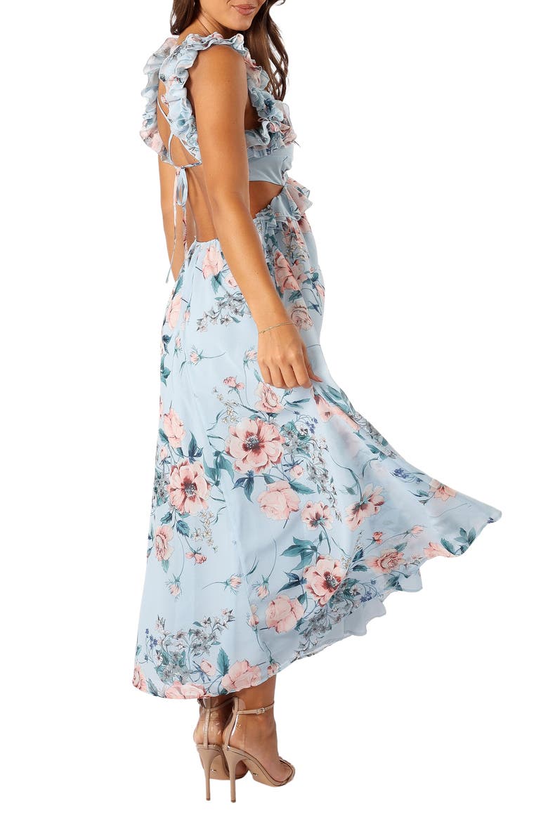 Lucah Floral Print Ruffle Dress, Alternate, color, BLUE FLORAL